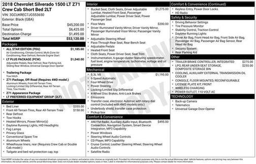 Black 2018 Chevrolet Silverado 1500 2LT
