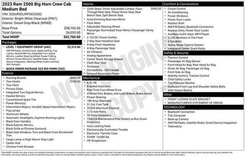2023 RAM 2500 Big Horn Crew Cab 4x4 6'4' Box
