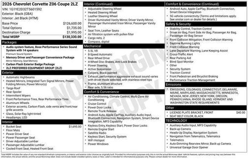 2026 Chevrolet Corvette Z06