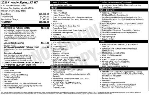 Sterling Gray Metallic 2026 Chevrolet Equinox 1LT