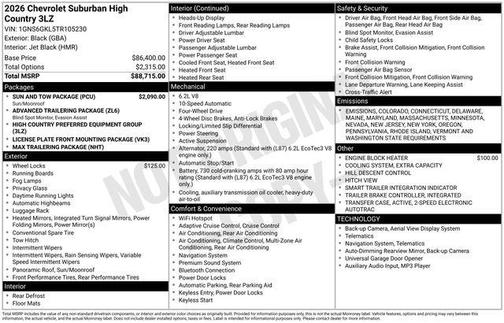 2026 Chevrolet Suburban High Country