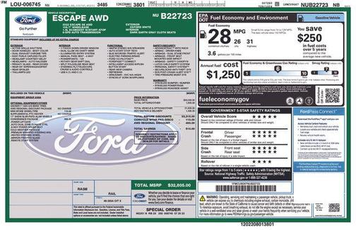 Oxford White 2022 Ford Escape SE