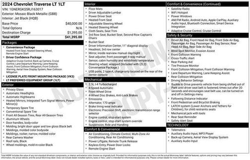 Mosaic Black Metallic 2024 Chevrolet Traverse LT