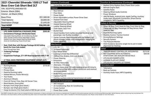 Black 2021 Chevrolet Silverado 1500 LT Trail Boss