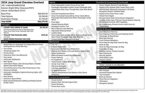Bright White Clearcoat 2024 Jeep Grand Cherokee Overland