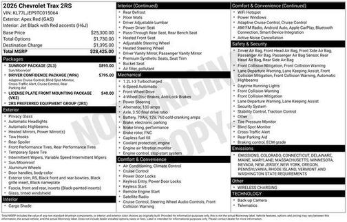 2026 Chevrolet Trax FWD 2RS