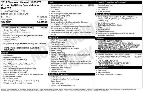 2022 Chevrolet Silverado 1500 Custom Trail Boss