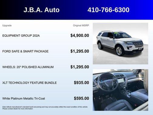 White Platinum 2018 Ford Explorer XLT