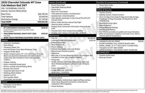 Summit White 2020 Chevrolet Colorado WT