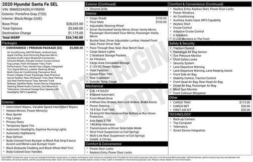 2020 Hyundai SANTA FE SEL 2.4
