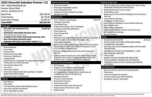 Black 2025 Chevrolet Suburban Premier