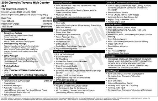 2026 Chevrolet Traverse High Country