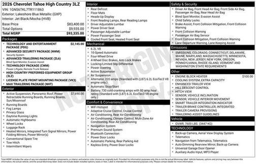 2026 Chevrolet Tahoe 4WD High Country