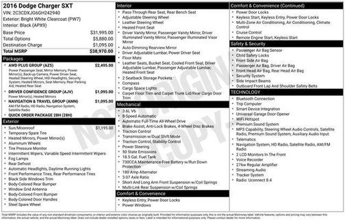 Bright White Clearcoat 2016 Dodge Charger SXT