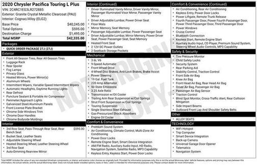 Granite Crystal Metallic Clearcoat 2020 Chrysler Pacifica Touring-L Plus