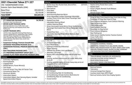 2021 Chevrolet Tahoe 4WD Z71