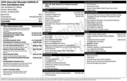 Black 2026 Chevrolet Silverado 2500 LT