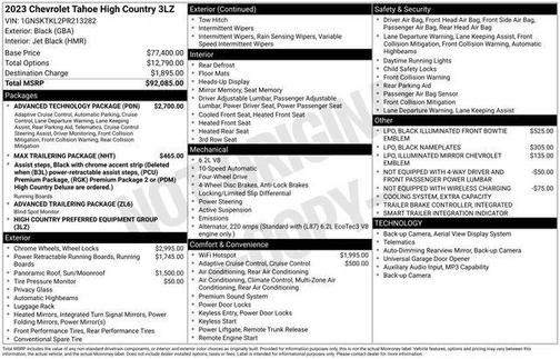 Black 2023 Chevrolet Tahoe 4WD High Country