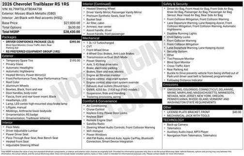 2026 Chevrolet Trailblazer RS