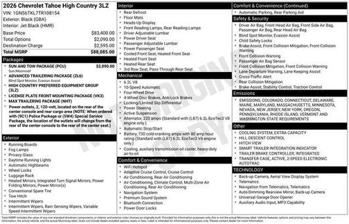 2026 Chevrolet Tahoe 4WD High Country