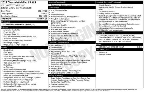 2022 Chevrolet Malibu 1LS