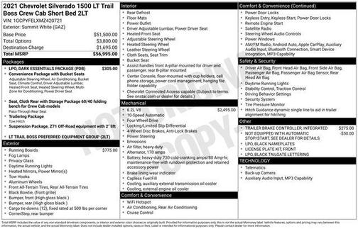 Summit White 2021 Chevrolet Silverado 1500 LT Trail Boss