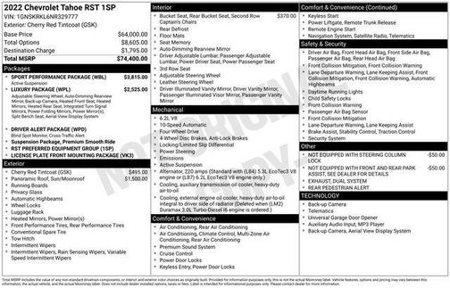 2022 Chevrolet Tahoe 4WD RST