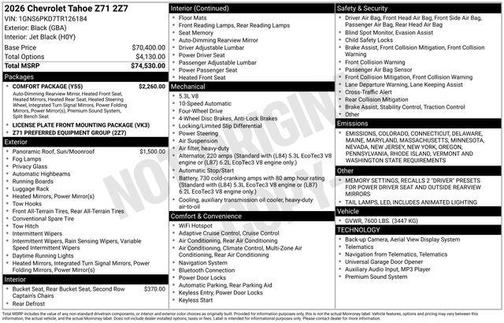 2026 Chevrolet Tahoe 4WD Z71