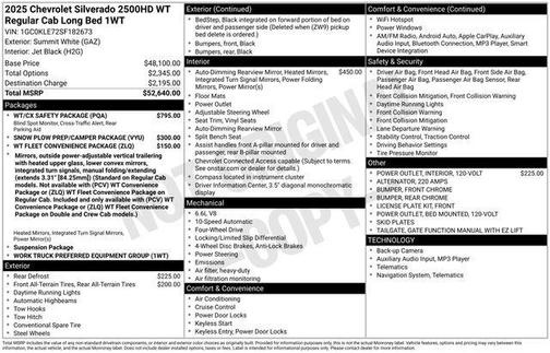 Summit White 2025 Chevrolet Silverado 2500 WT