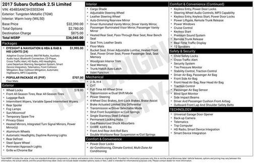 2017 Subaru Outback 2.5i Limited