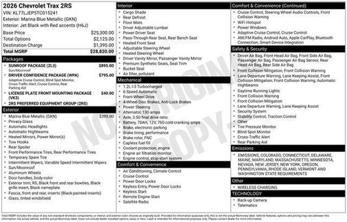 2026 Chevrolet Trax FWD 2RS