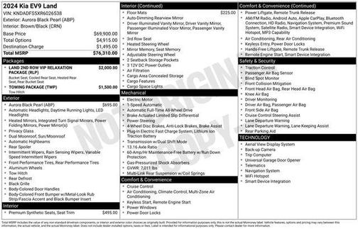 Aurora Black Pearl 2024 Kia EV9 Land