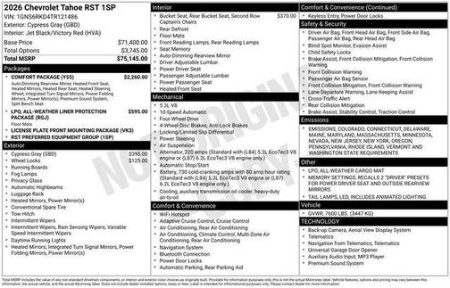 2026 Chevrolet Tahoe 4WD RST
