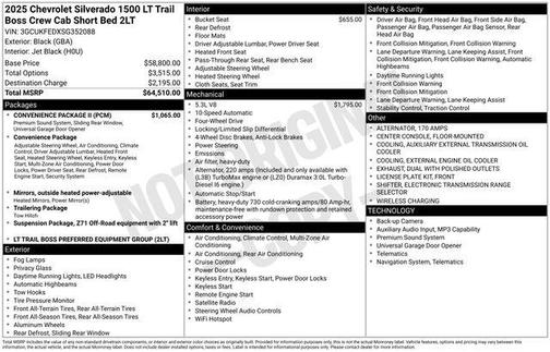 Black 2025 Chevrolet Silverado 1500 LT Trail Boss