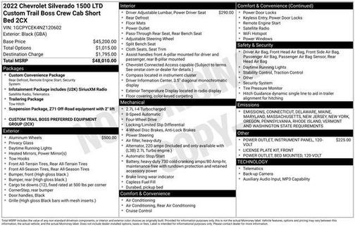 2022 Chevrolet Silverado 1500 Custom Trail Boss