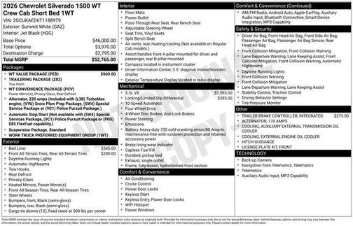 Summit White 2026 Chevrolet Silverado 1500 WT