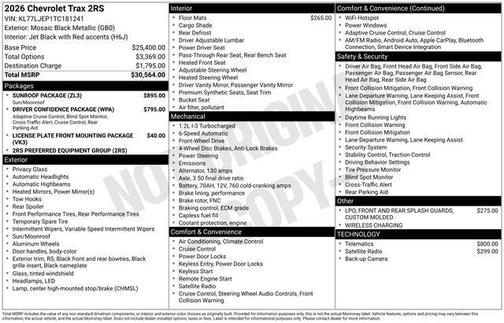 Mosaic Black Metallic 2026 Chevrolet Trax FWD 2RS