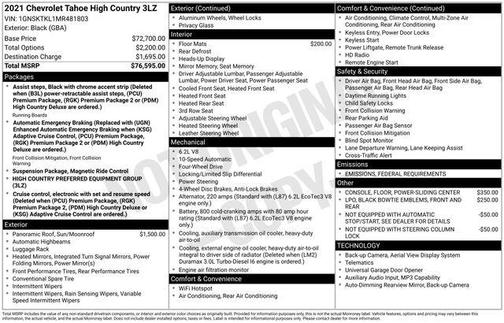 2021 Chevrolet Tahoe 4WD High Country