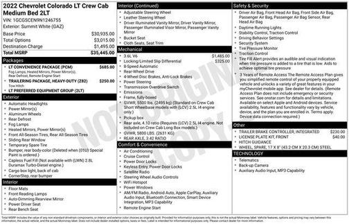 Summit White 2022 Chevrolet Colorado LT