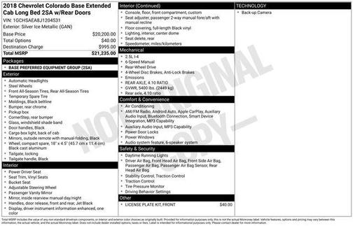 2018 Chevrolet Colorado Base