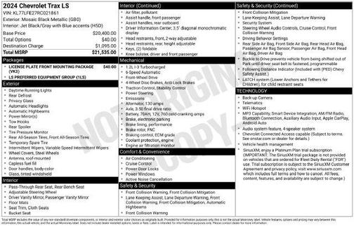 Mosaic Black Metallic 2024 Chevrolet Trax LS