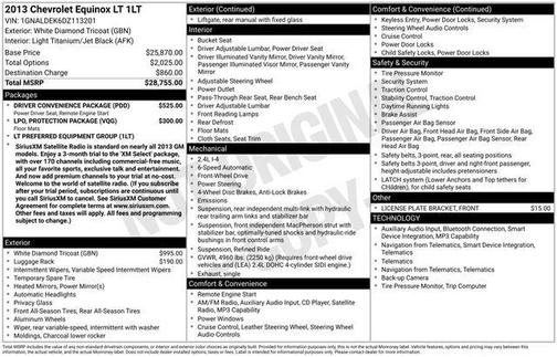 White Diamond Tricoat 2013 Chevrolet Equinox 1LT