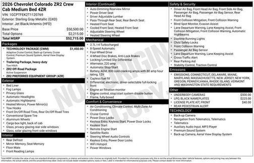 2026 Chevrolet Colorado ZR2