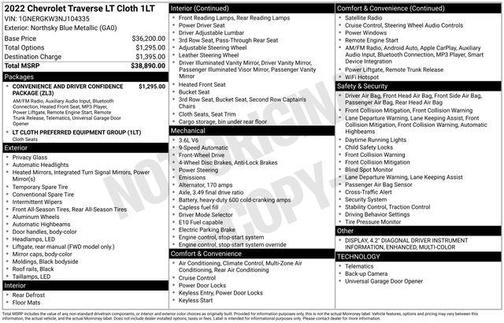 2022 Chevrolet Traverse LT Cloth