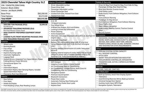 2025 Chevrolet Tahoe 4WD High Country
