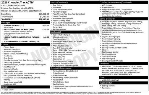 2026 Chevrolet Trax FWD ACTIV