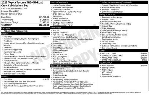 Black 2023 Toyota Tacoma TRD Sport