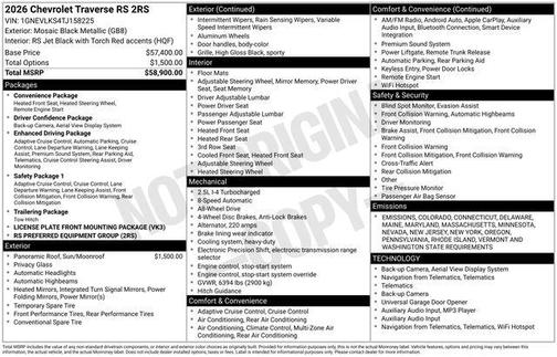 2026 Chevrolet Traverse RS