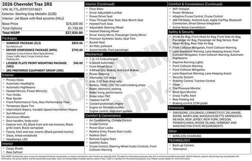 2026 Chevrolet Trax FWD 2RS