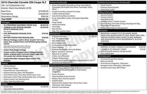 2016 Chevrolet Corvette Z06